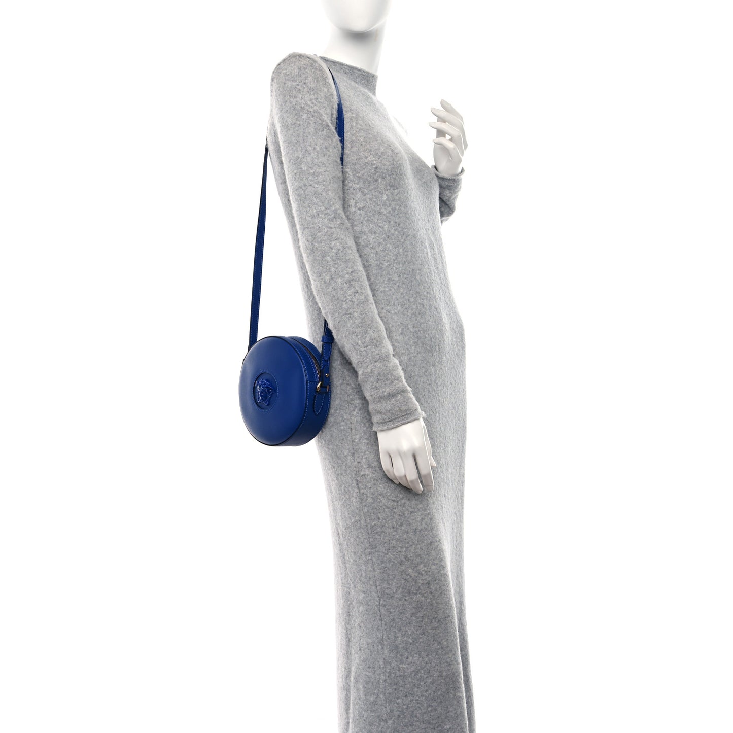 Calfskin La Medusa Round Camera Bag Blue