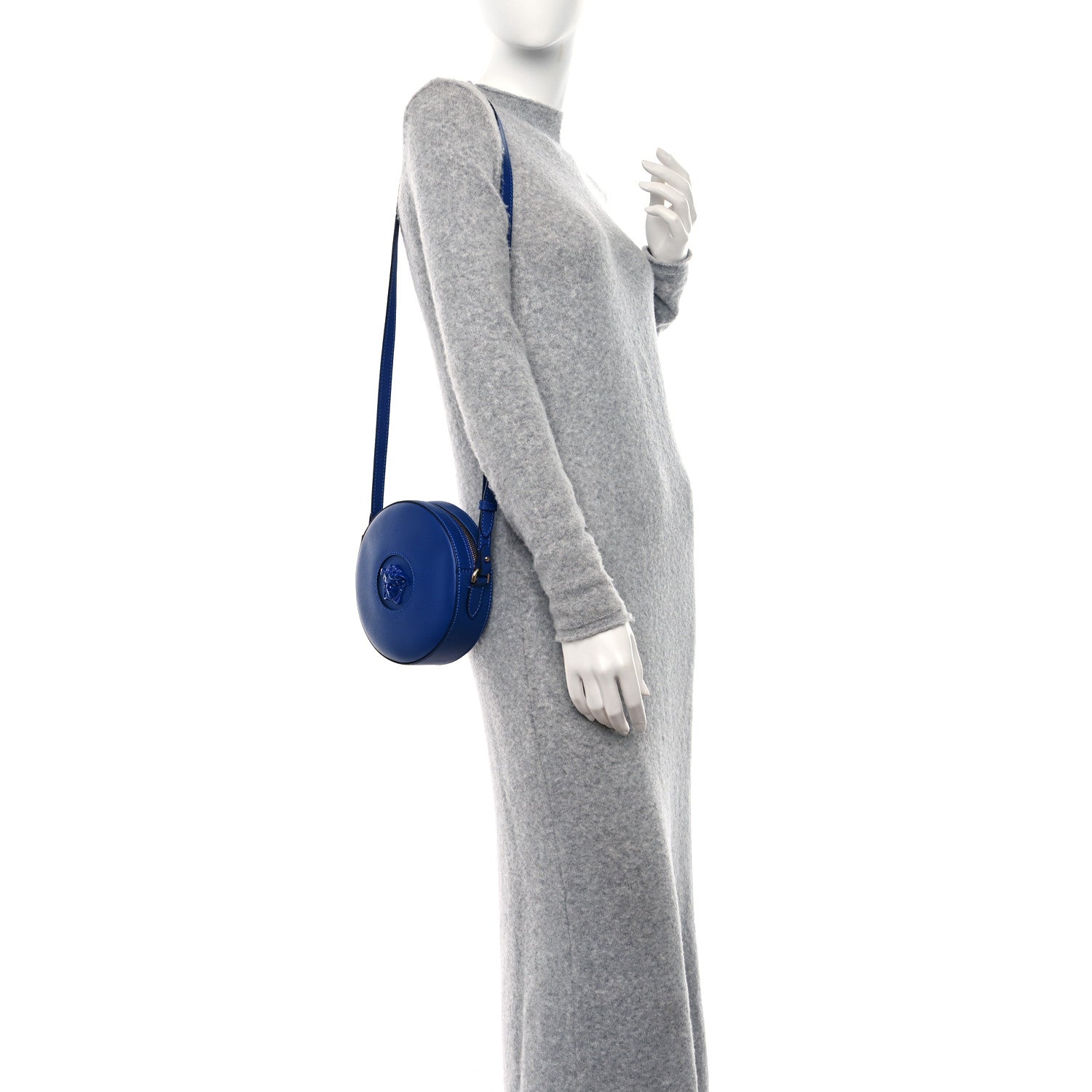 Versace Calfskin La Medusa Round Camera Bag Blue 2 of 13