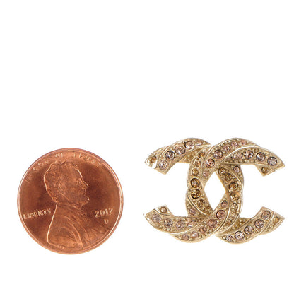 Chanel Crystal Twisted CC Earrings Gold 2 of 5