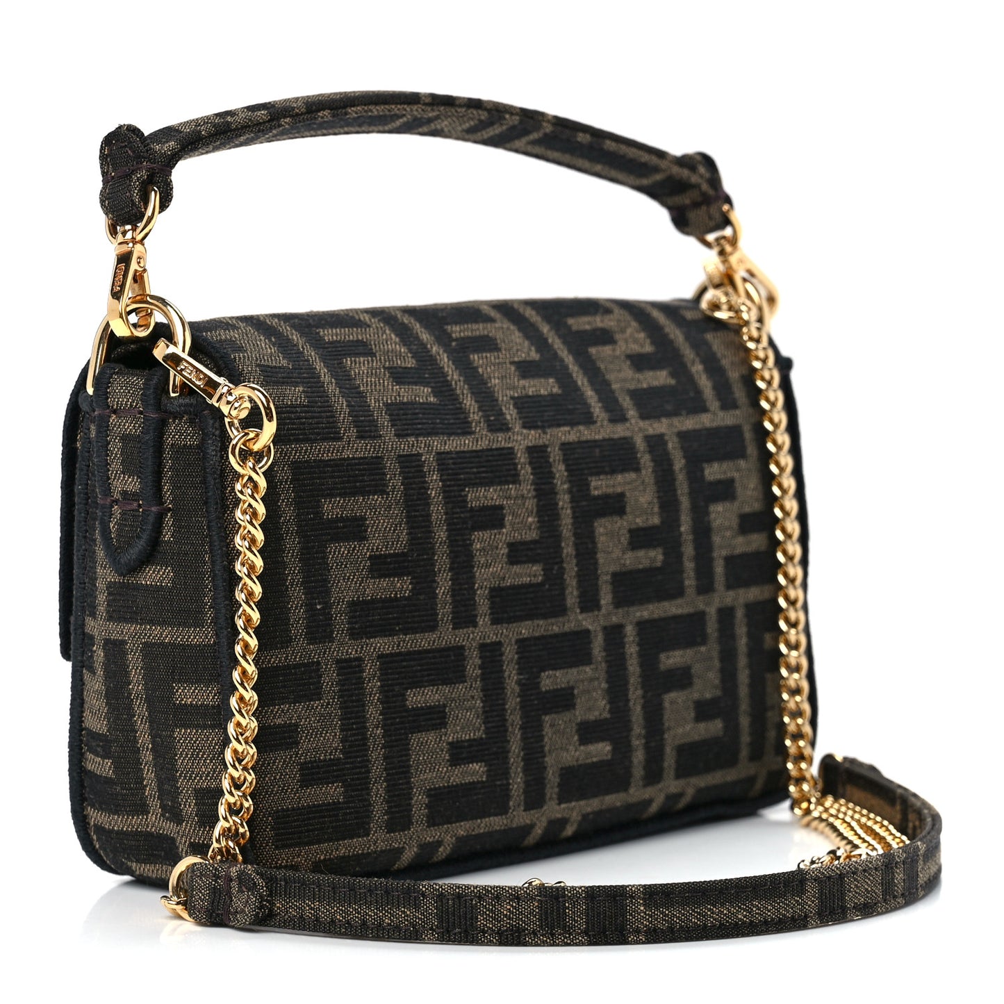 Fabric Jacquard FF 1974 Mini Baguette Tobacco Moro Black