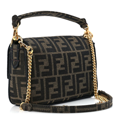 Fendi Fabric Jacquard FF 1974 Mini Baguette Tobacco Moro Black 3 of 12