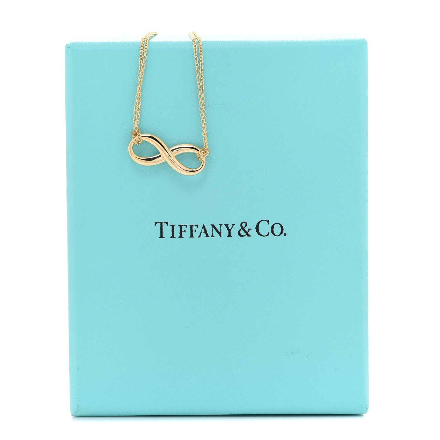 Tiffany 18K Yellow Gold Infinity Double Chain Pendant Necklace 6 of 6