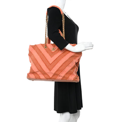 Chanel Canvas Chevron Cuba Patchwork Shopper Tote Orange 2 of 10