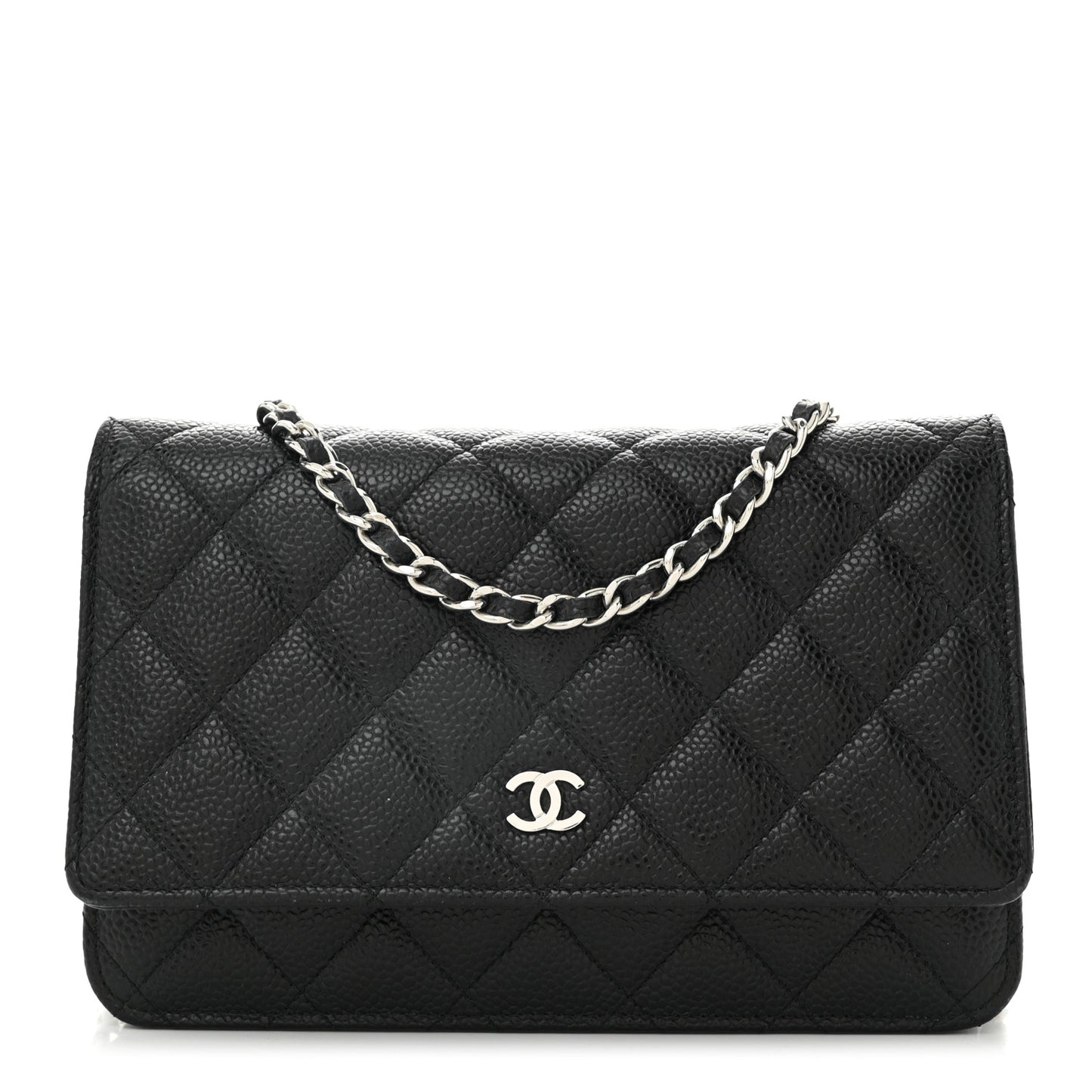 Caviar Quilted Wallet on Chain WOC Black