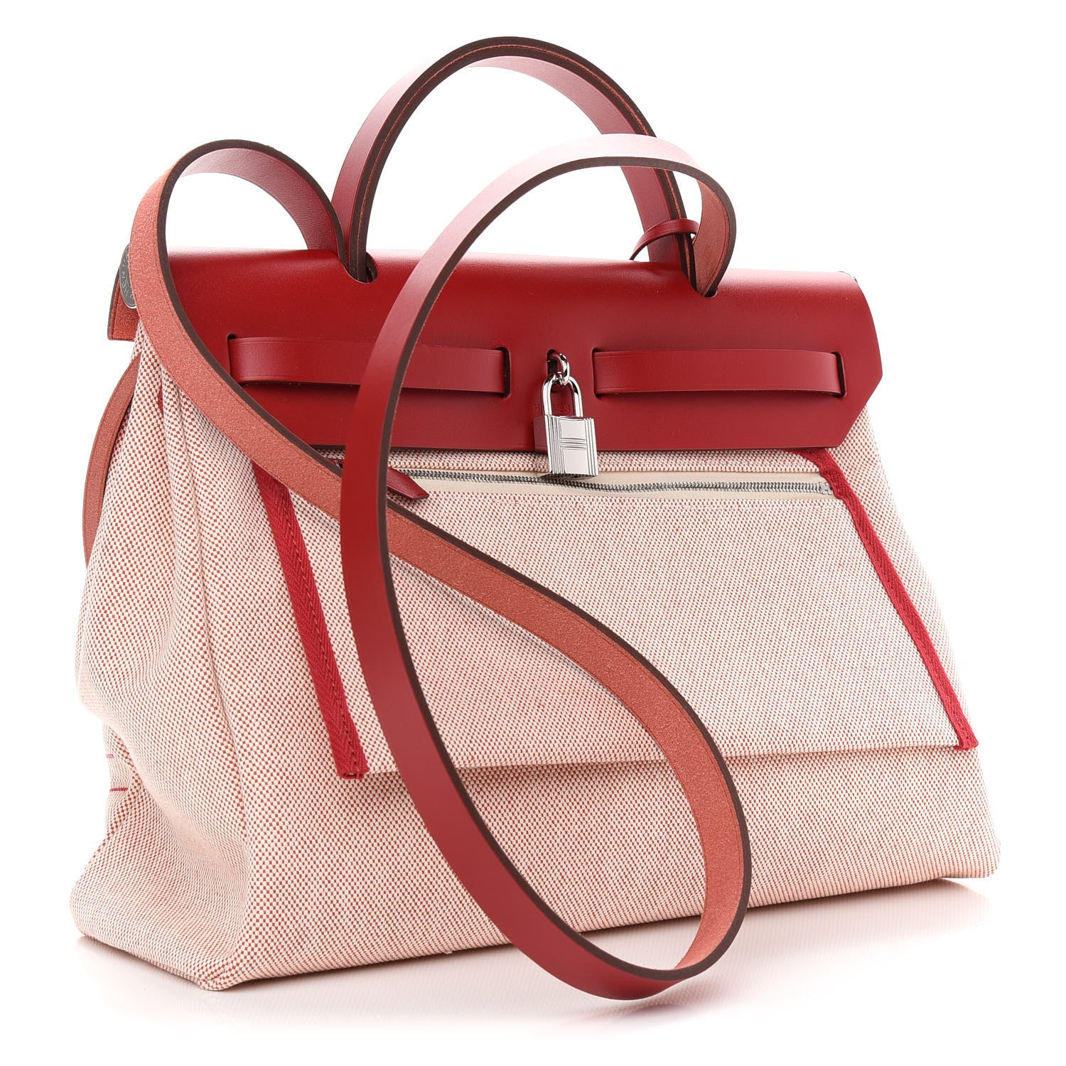 Hermes Vache Hunter Toile Pegase Pop Herbag Zip Retourne 31 PM Rouge Piment 4 of 11