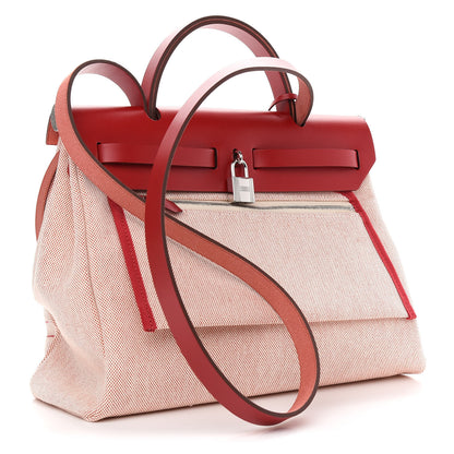 Hermes Vache Hunter Toile Pegase Pop Herbag Zip Retourne 31 PM Rouge Piment 4 of 11