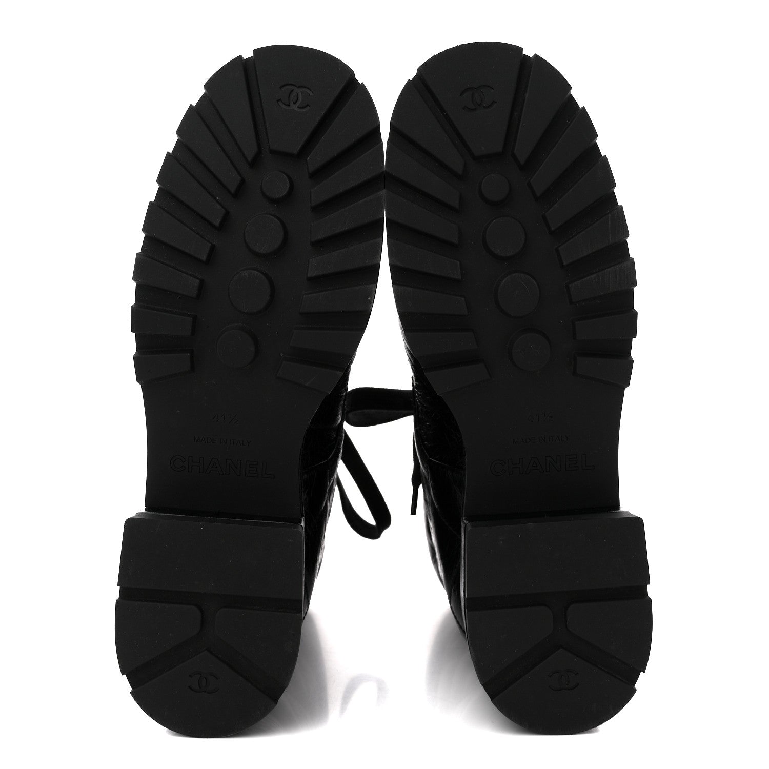 Chanel Crumpled Patent Lambskin Calfskin Quilted Lace Up Combat Boots 41.5 Black 6 of 12