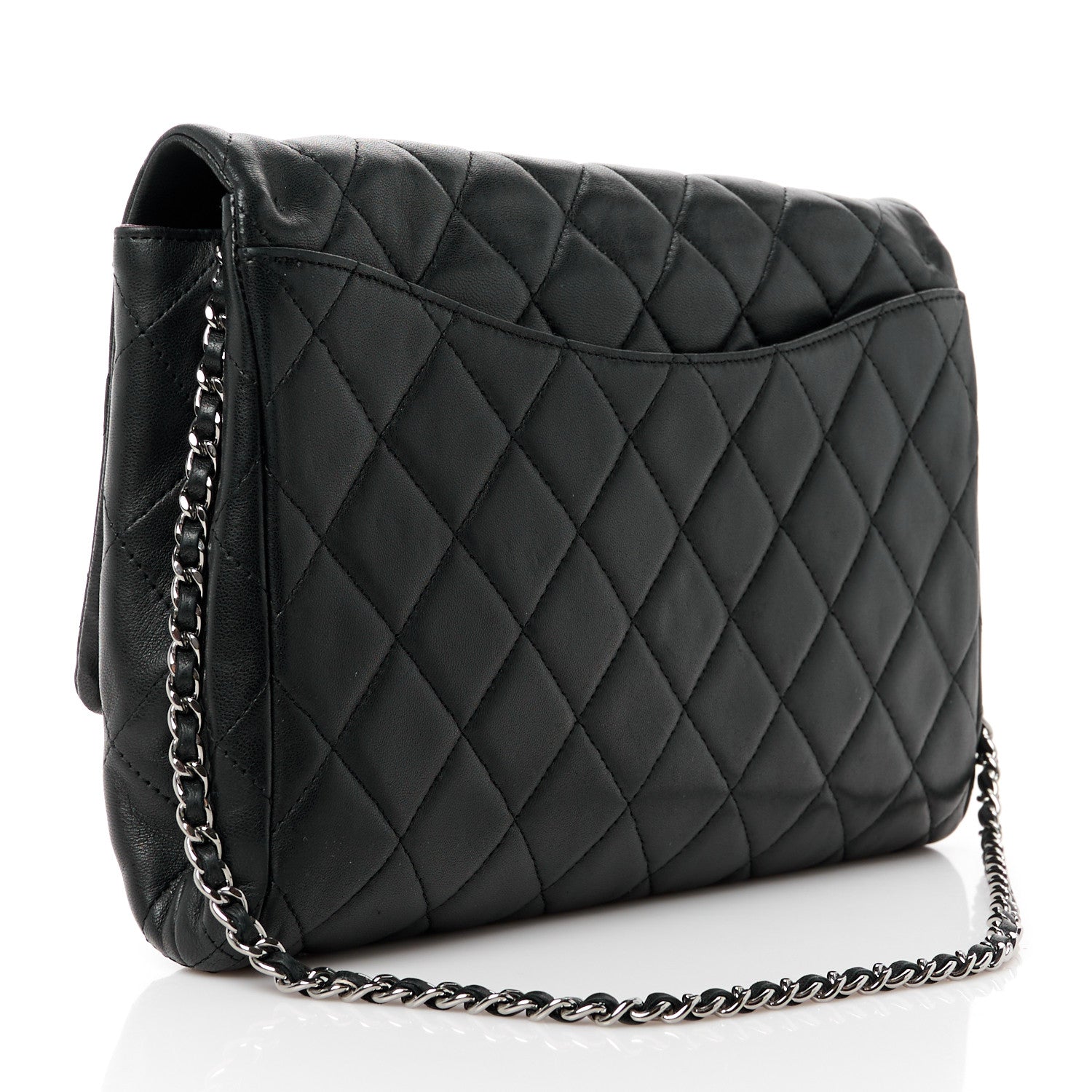 Chanel Lambskin Quilted Clutch with Chain Flap Black 3 of 11