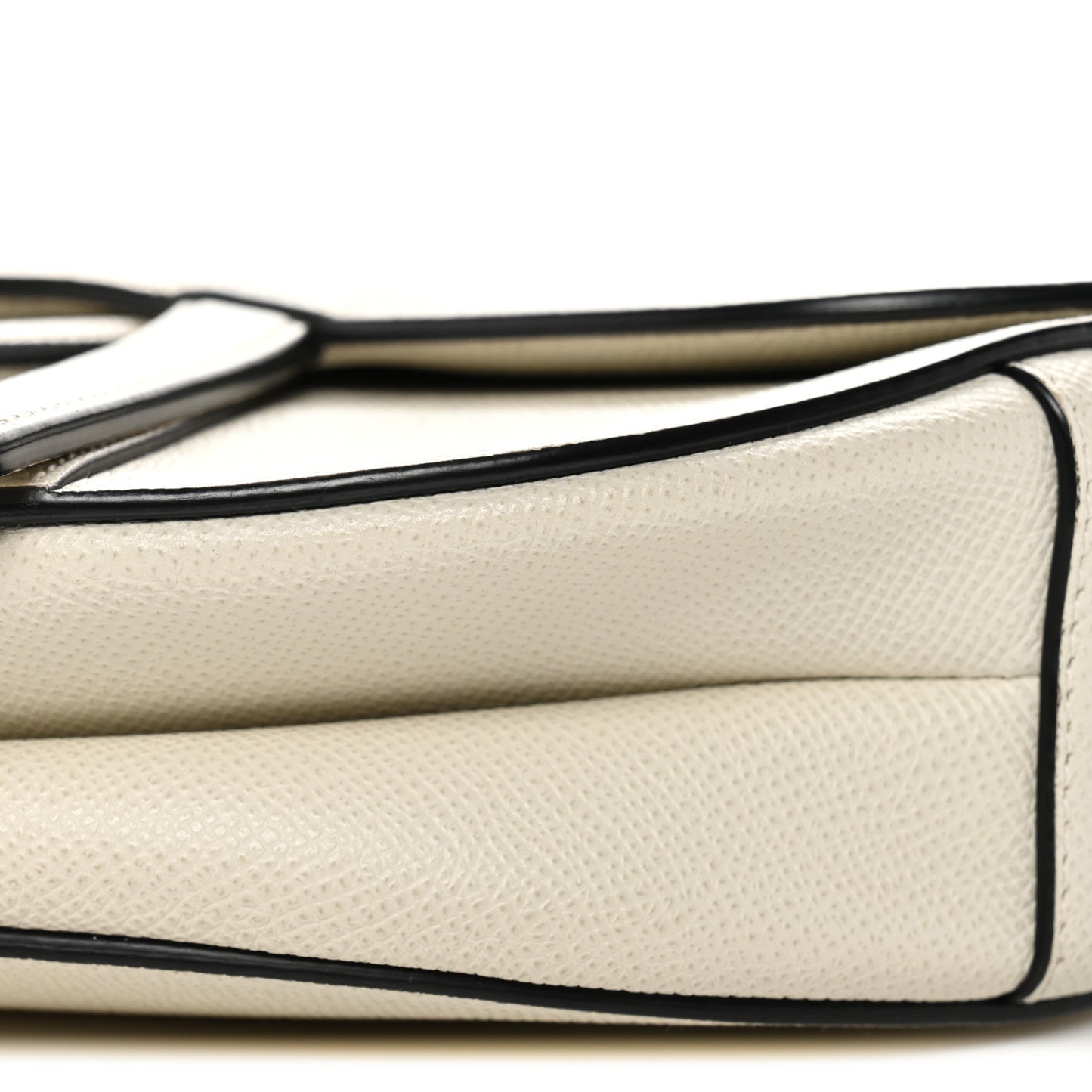Grained Calfskin Saddle Bag White
