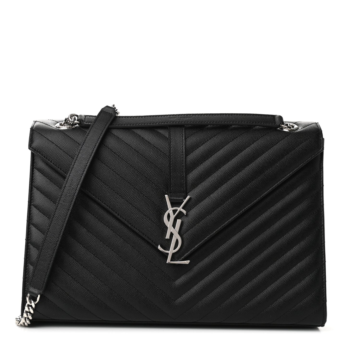 Grain De Poudre Matelasse Chevron Large Monogram Satchel Black