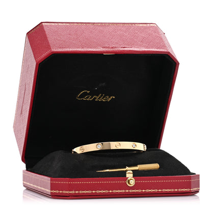 Cartier 18K Yellow Gold 4 Diamond LOVE Bracelet 17 7 of 7
