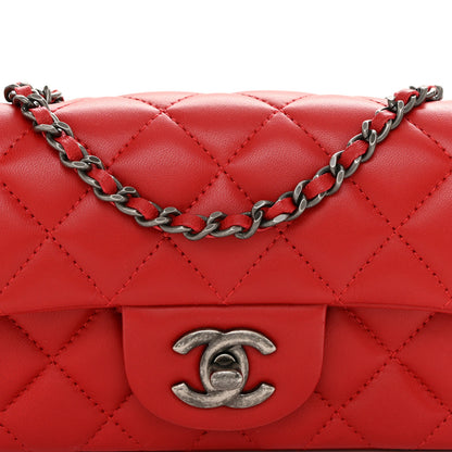 Chanel Lambskin Quilted Extra Mini Rectangular Flap Red 8 of 10
