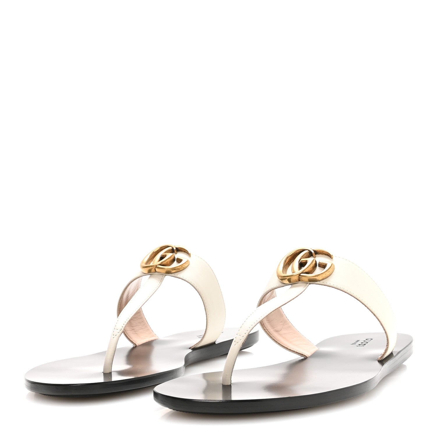 Gucci Calfskin GG Marmont Thong Sandals 40 Mystic White 7 of 16