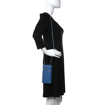 Chanel Caviar Quilted Phone Holder With Chain Blue 2 of 9