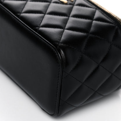Chanel Lambskin Quilted Small Top Handle Vanity Case With Chain Black 10 of 13