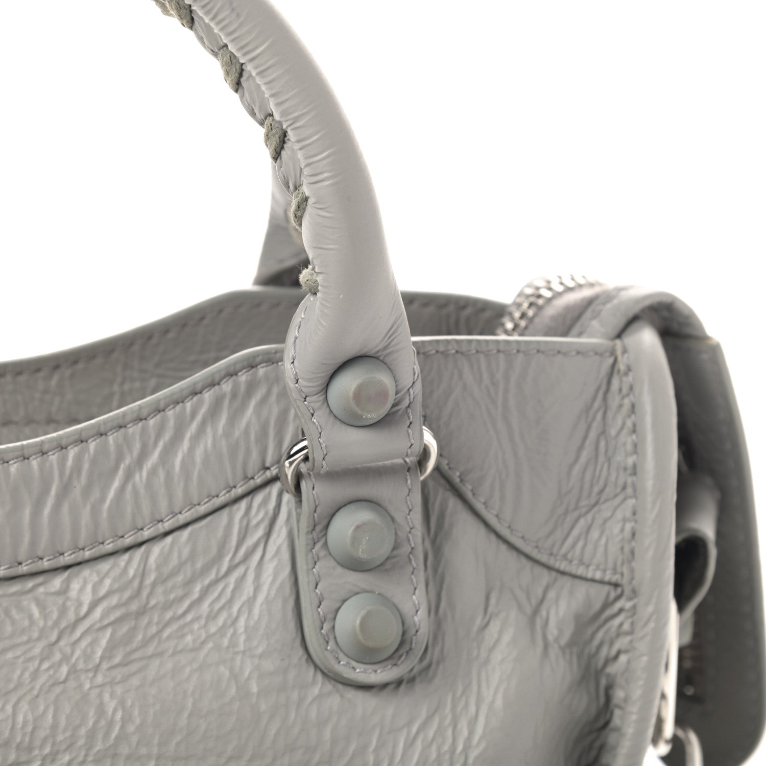 Balenciaga Matte Goatskin Rubber Covered Classic Hardware Mini City Gris Glace 10 of 11
