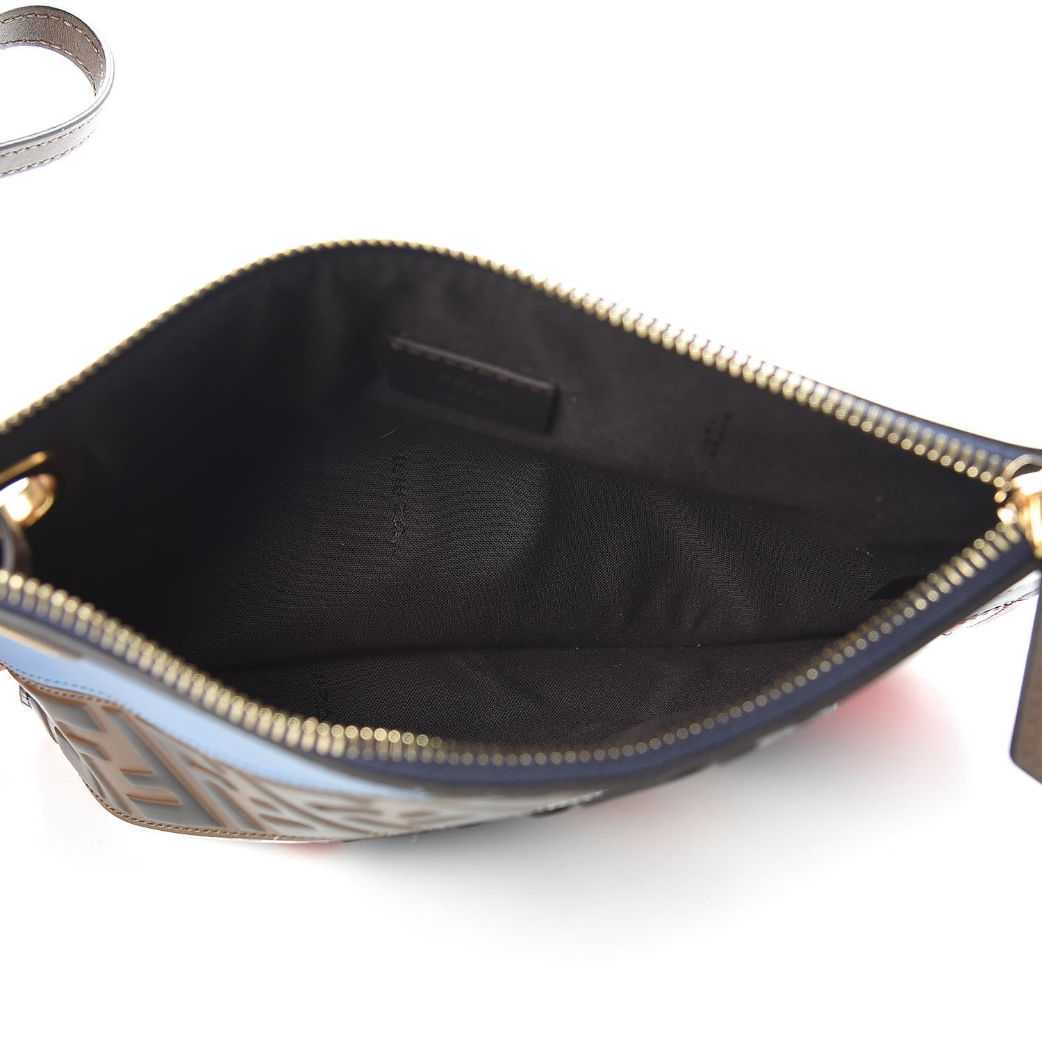 Fendi X FILA Vitello Century Mania Bi-Color FF 1974 Embossed Small Flat Clutch Nebula Blueberry Multicolor 5 of 8