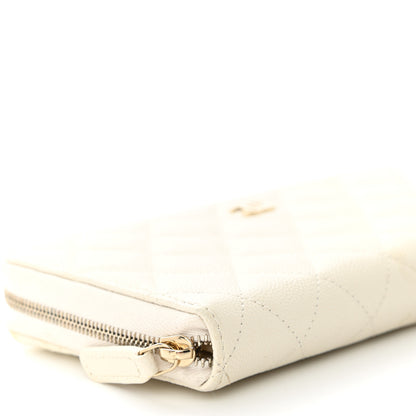 Chanel Caviar Quilted Large Gusset Zip Around Wallet White 9 of 10