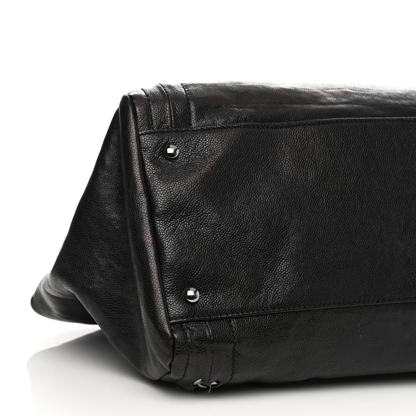 Glazed Caviar East West Modern Chain Tote Black