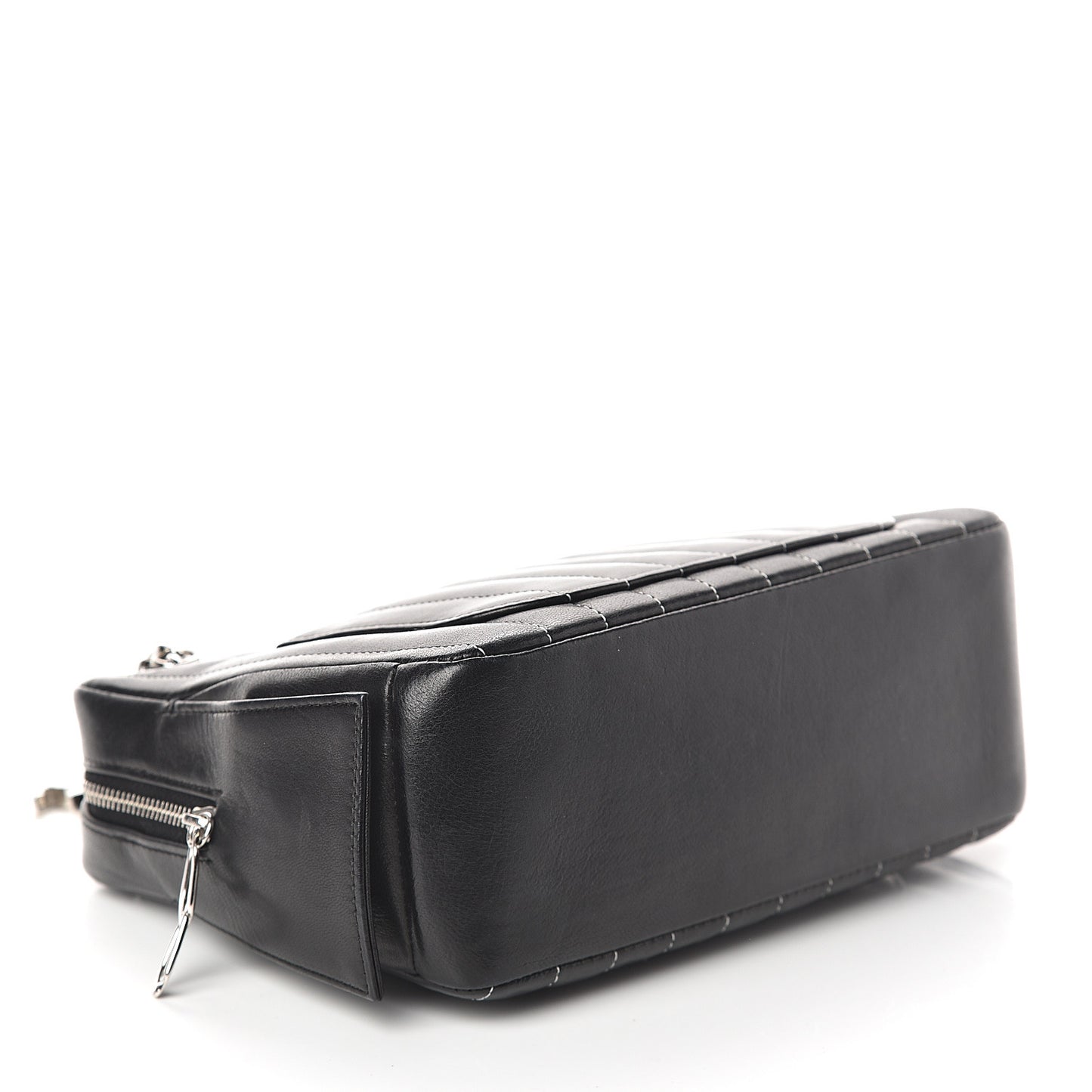 Lambskin Vertical Quilted Mademoiselle Small Camera Case Black