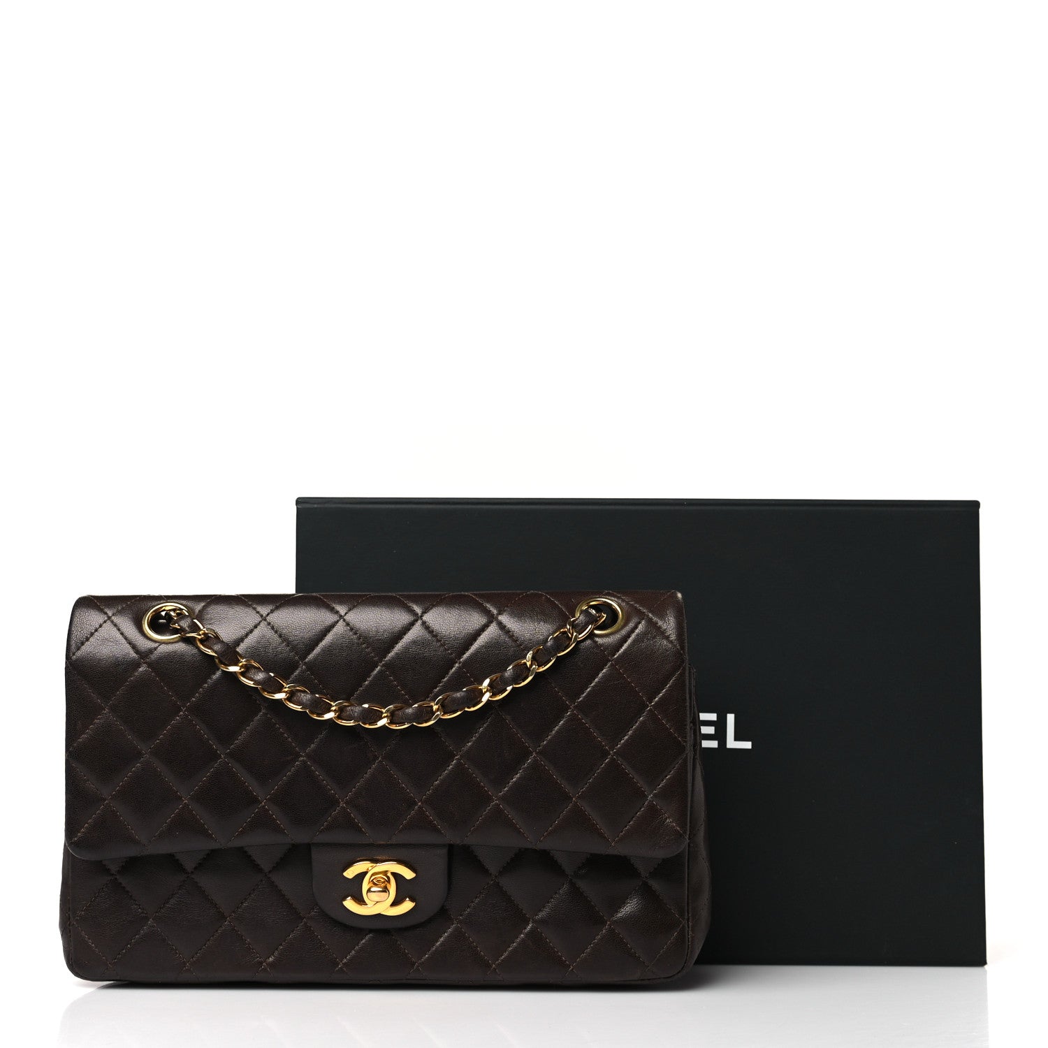 Chanel Lambskin Quilted Medium Double Flap Dark Brown 12 of 12