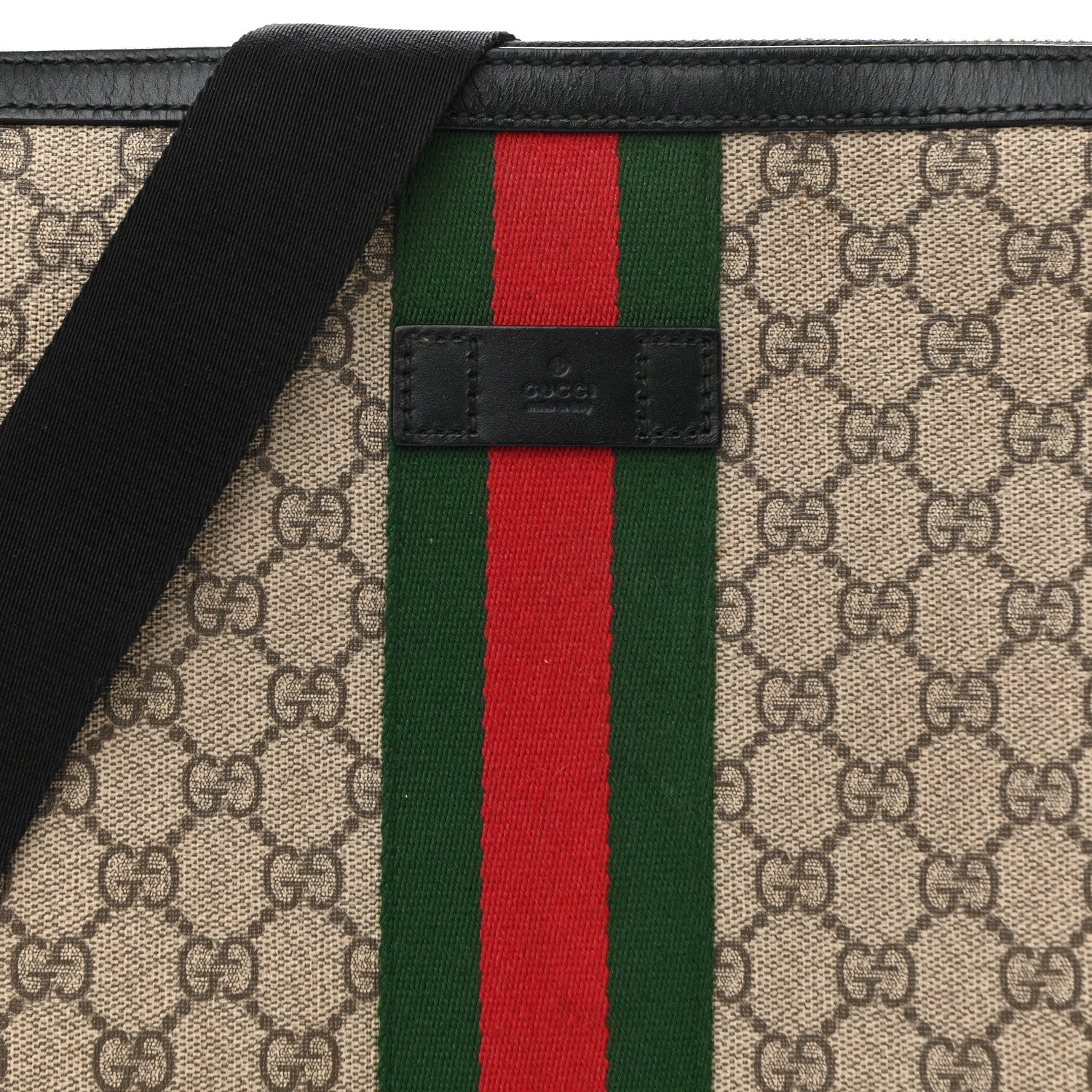 Gucci GG Supreme Monogram Web Messenger Bag Black 7 of 10