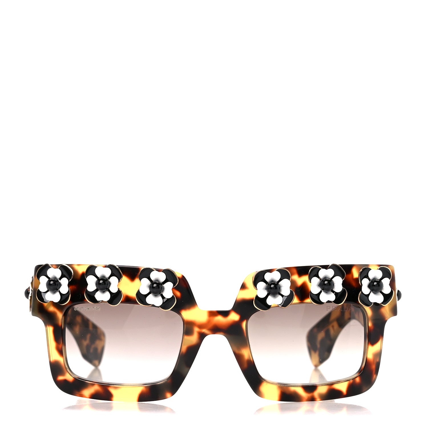 Prada Acetate Flower Poeme Sunglasses SPR25P Tortoise 3 of 9