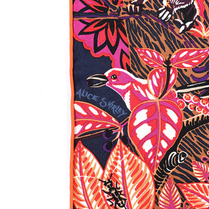 Hermes Silk Wild Singapore Scarf 90 Rouge Violet Beige 3 of 4