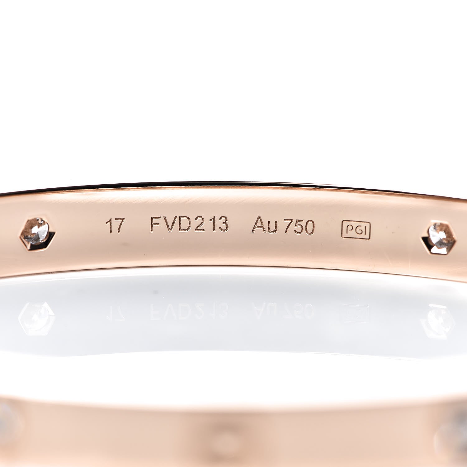 Cartier 18K Pink Gold 4 Diamond LOVE Bracelet 17 7 of 9