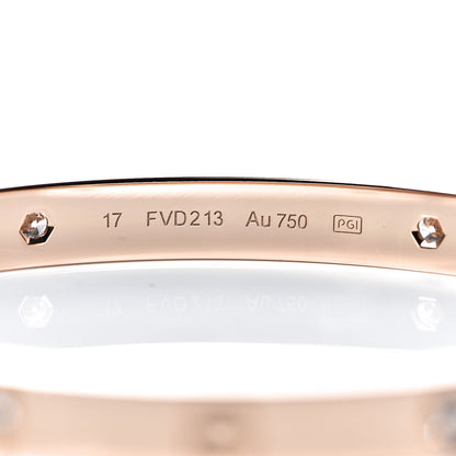 Cartier 18K Pink Gold 4 Diamond LOVE Bracelet 17 7 of 9