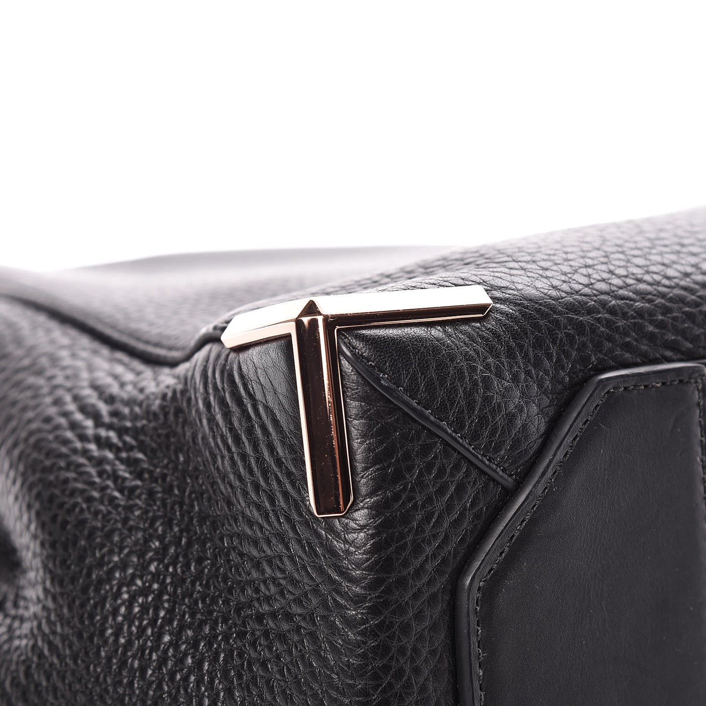 Pebbled Calfskin Large Prisma Skeletal Tote Black Rose Gold Hardware