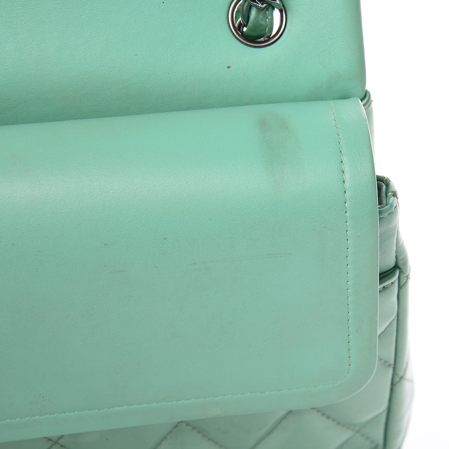 Patent Quilted Jumbo Double Flap Green