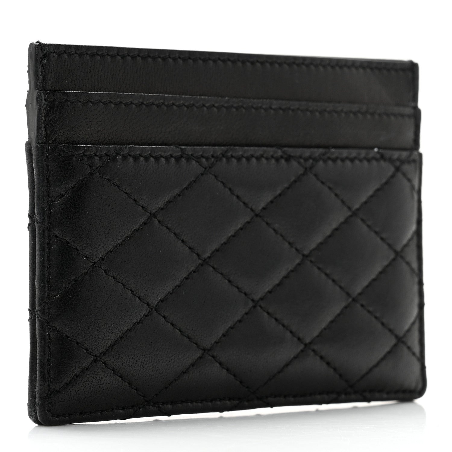 Saint Laurent Lambskin Quilted Monogram Gaby Card Case Black 2 of 10