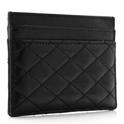 Saint Laurent Lambskin Quilted Monogram Gaby Card Case Black 2 of 10