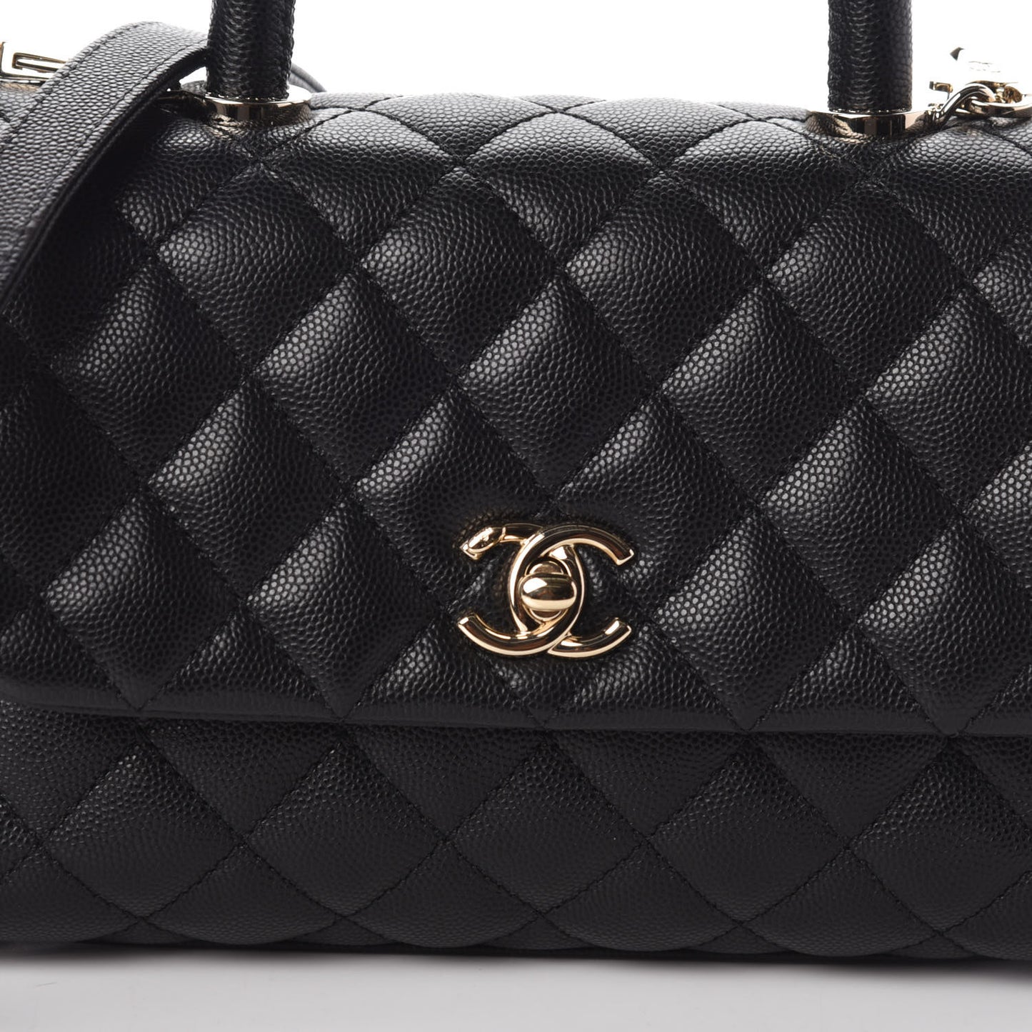 Caviar Quilted Mini Coco Handle Flap Black