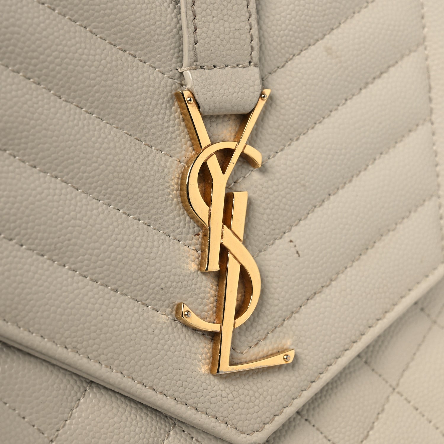 Saint Laurent Grain De Poudre Textured Mixed Matelasse Triquilt Monogram Clutch Blanc Vintage 8 of 11
