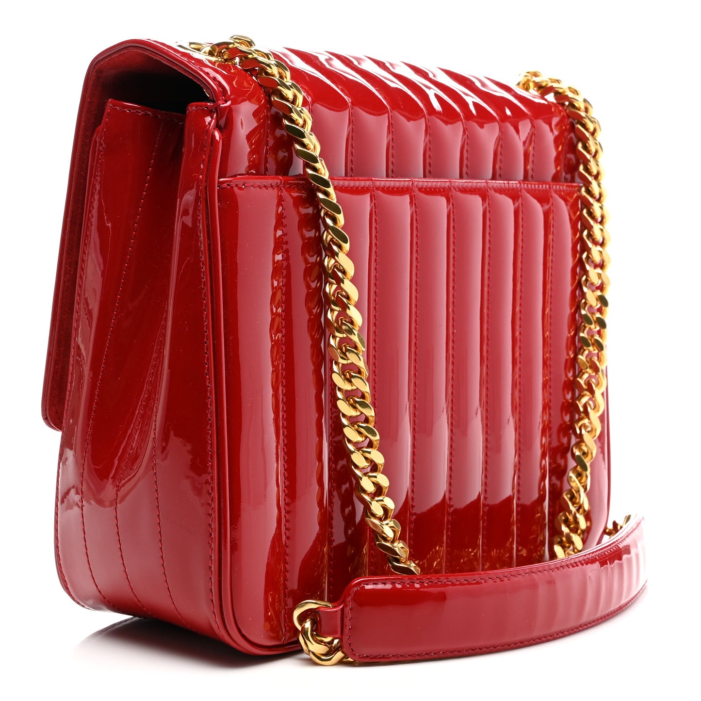 Patent Matelasse Monogram Large Vicky Chain Bag Rouge Eros