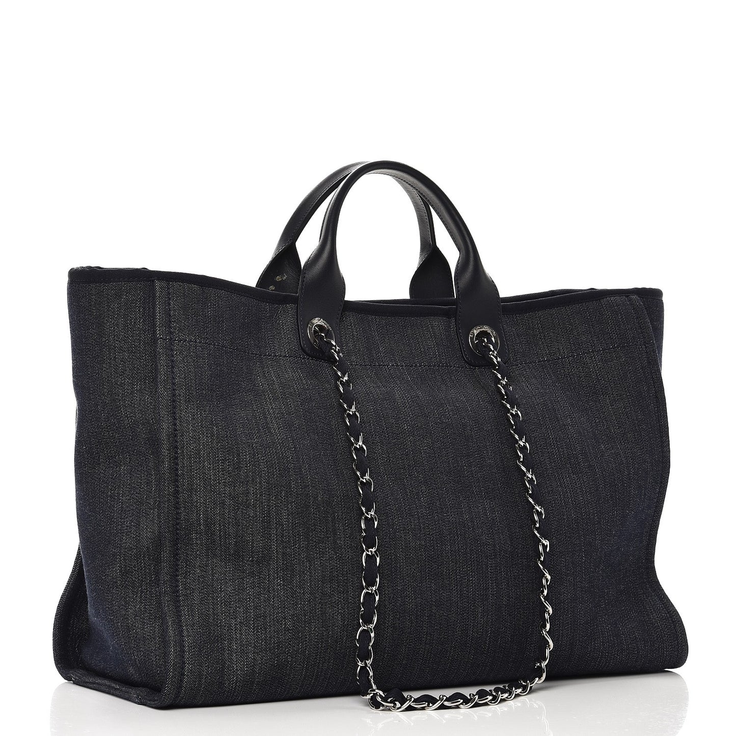 Denim Large Deauville Tote Blue Orange