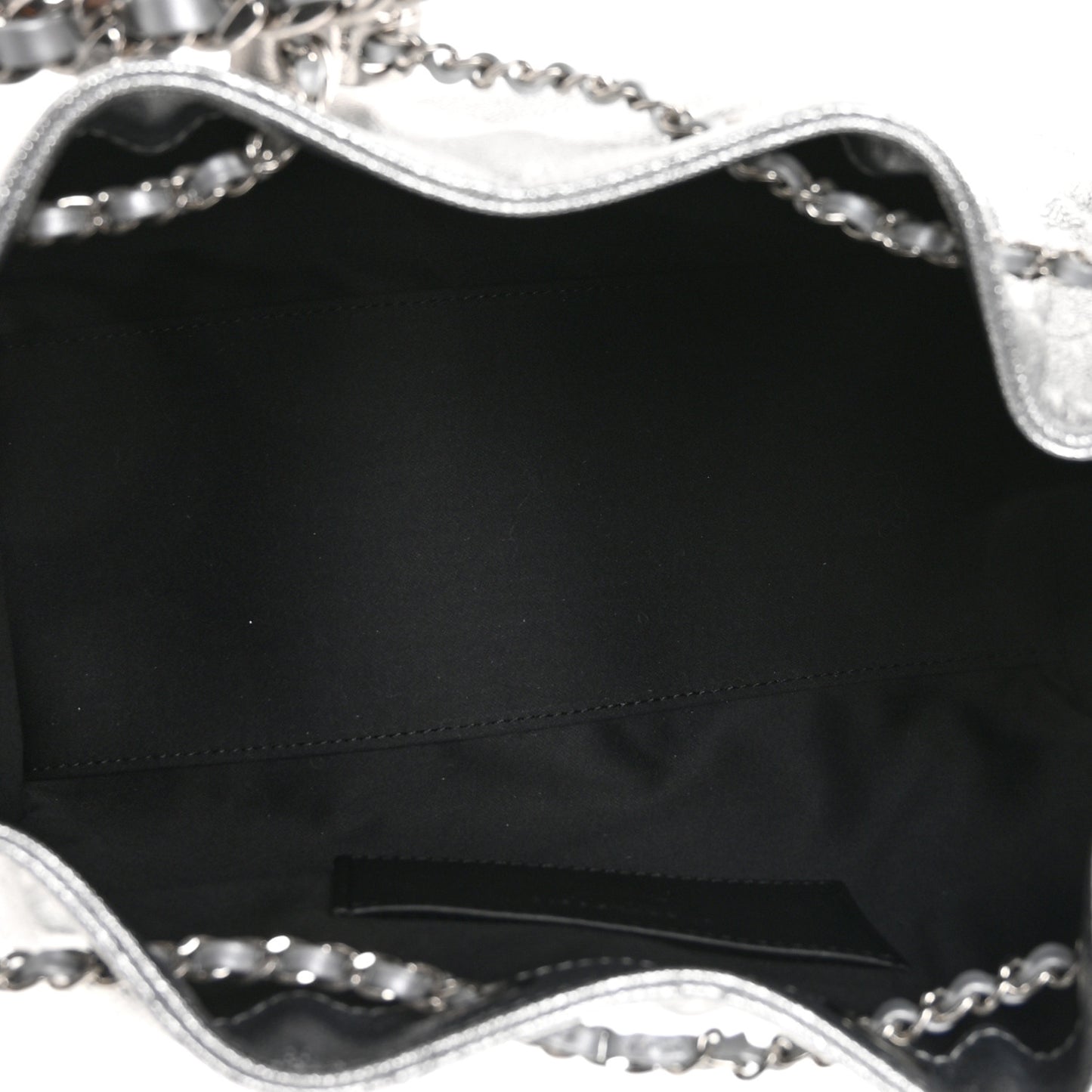 Metallic Caviar Quilted Small Chanel 25 Handbag Silver