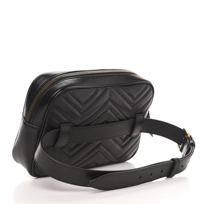 Gucci Calfskin Matelasse Mens GG Marmont Belt Bag 80 32 Black 3 of 10