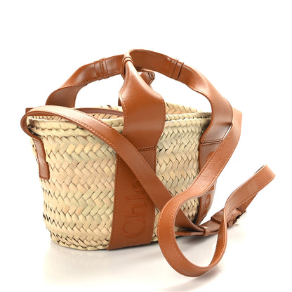 Chloe Raffia Smooth Calfskin Small Sense Basket Caramel 3 of 8