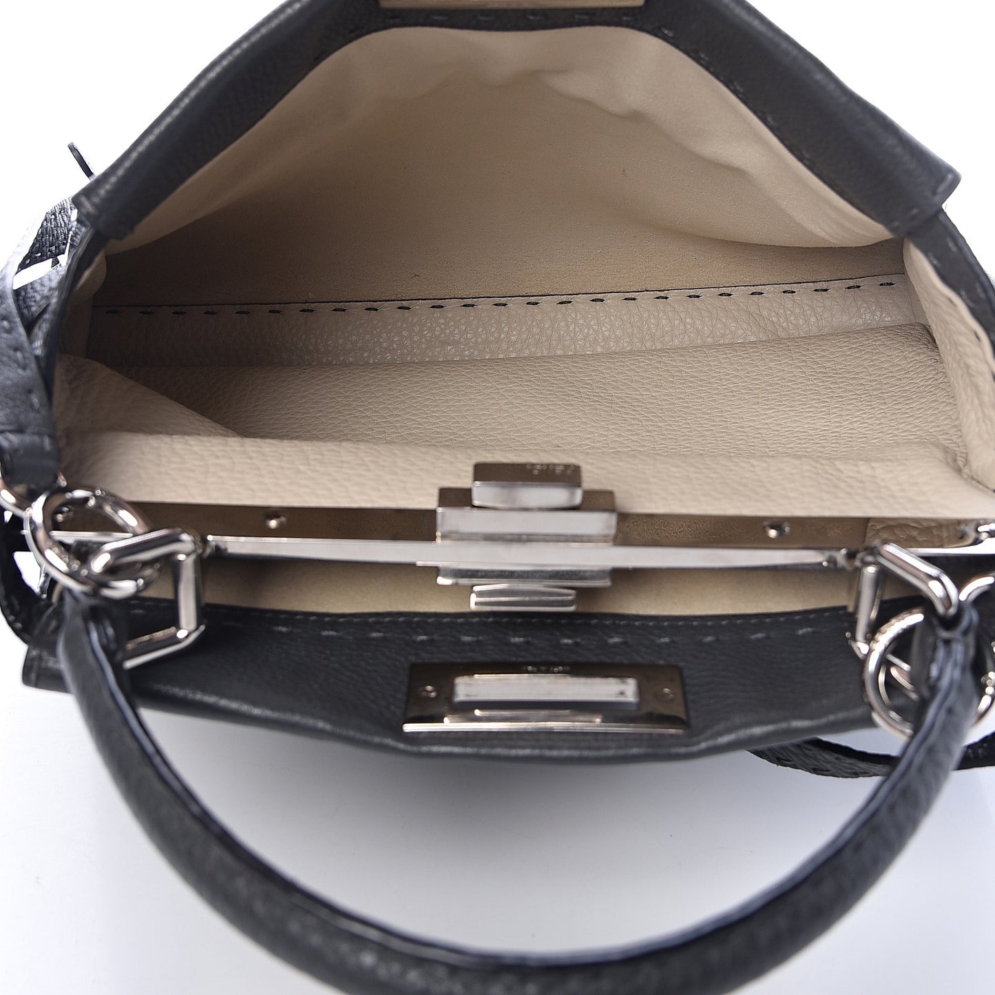 Cuoio Romano Selleria Bi-Color Medium Peekaboo Iconic Satchel Asfalto Latte