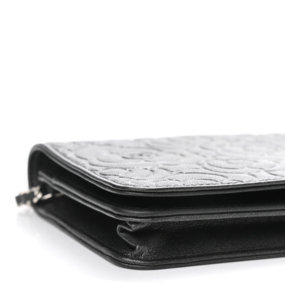 Chanel Goatskin Camellia Embossed Wallet On Chain WOC Grey 10 of 12
