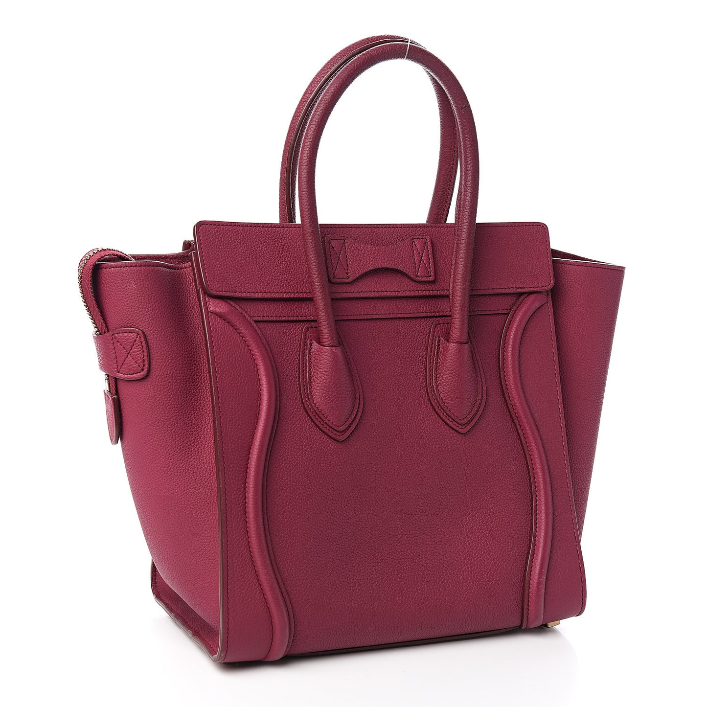 Baby Drummed Calfskin Micro Luggage Plum