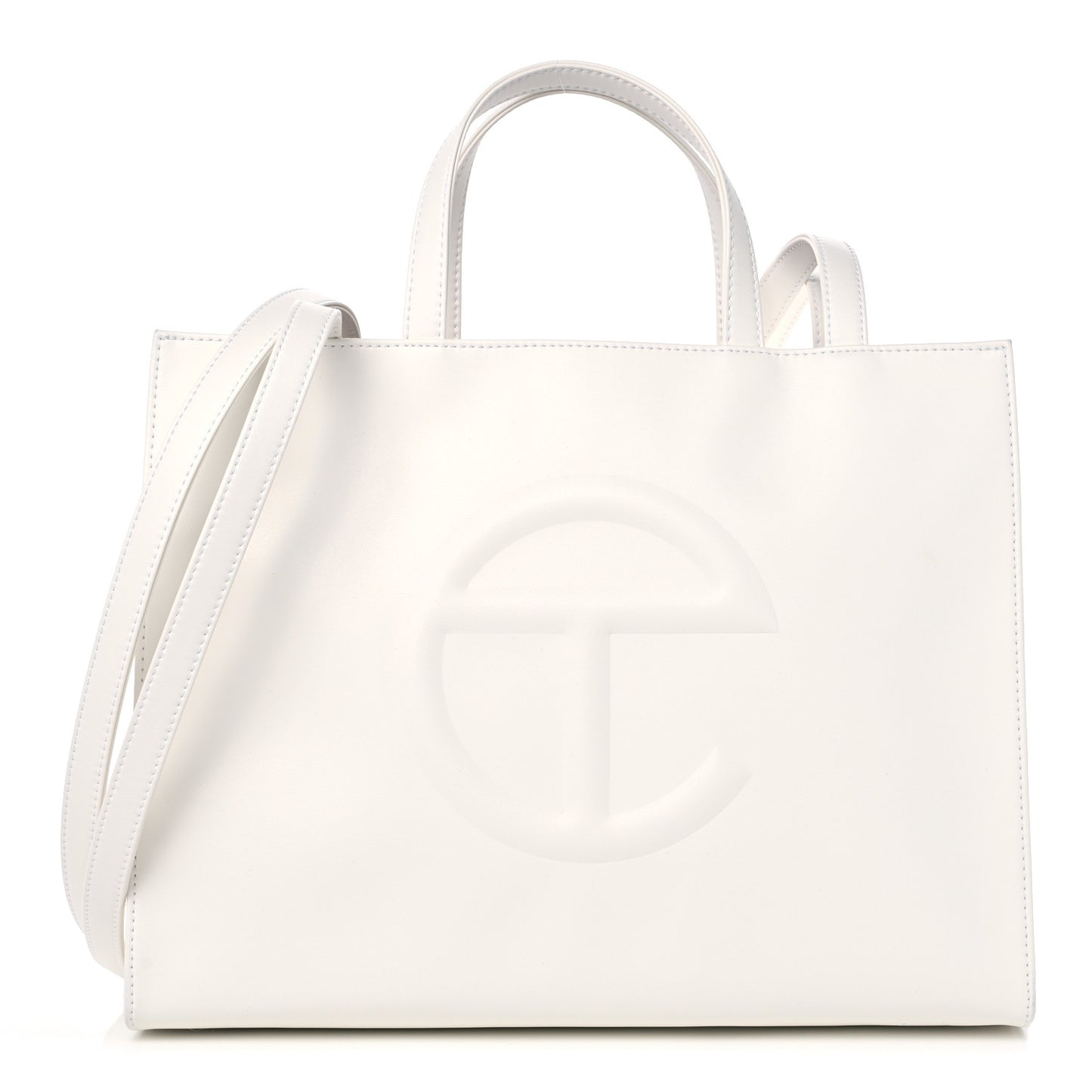 Vegan Leather Medium Shopping Bag White