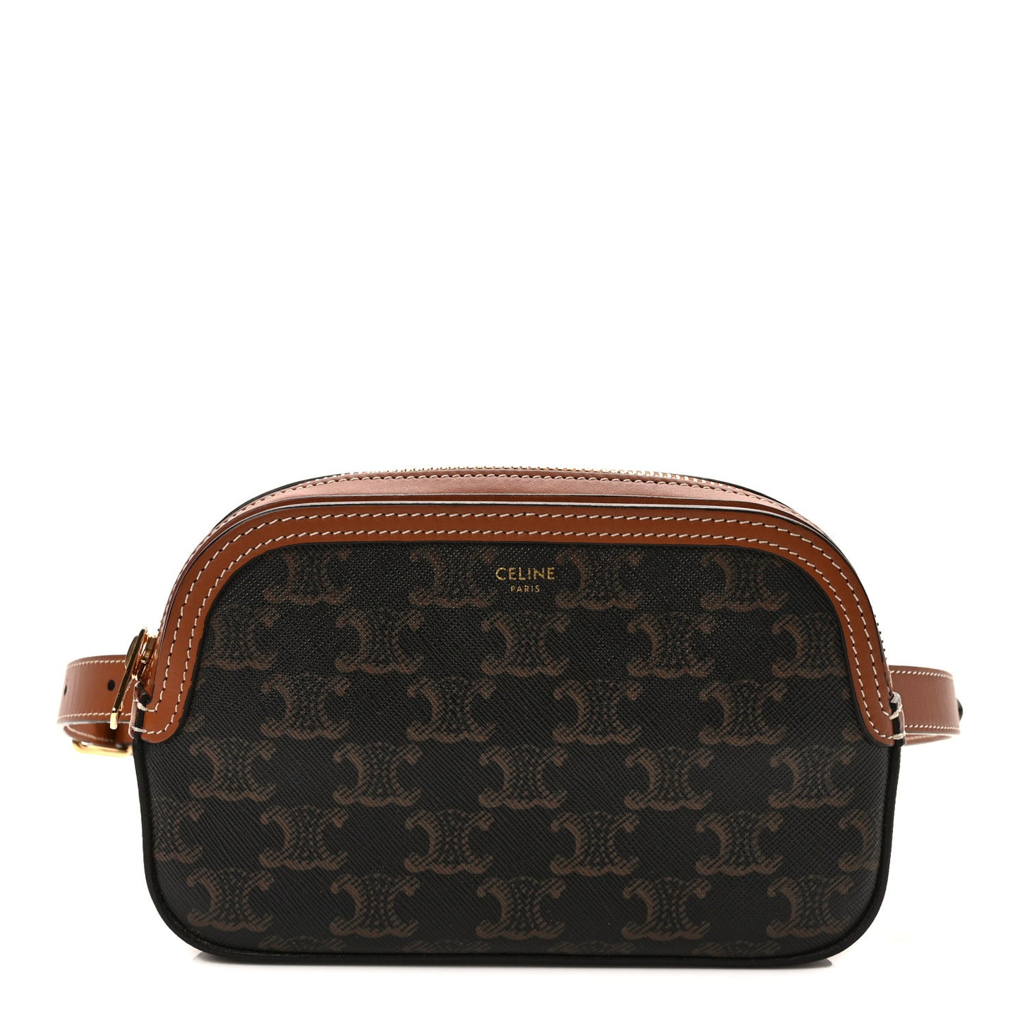Triomphe Canvas Calfskin Belt Bag Tan