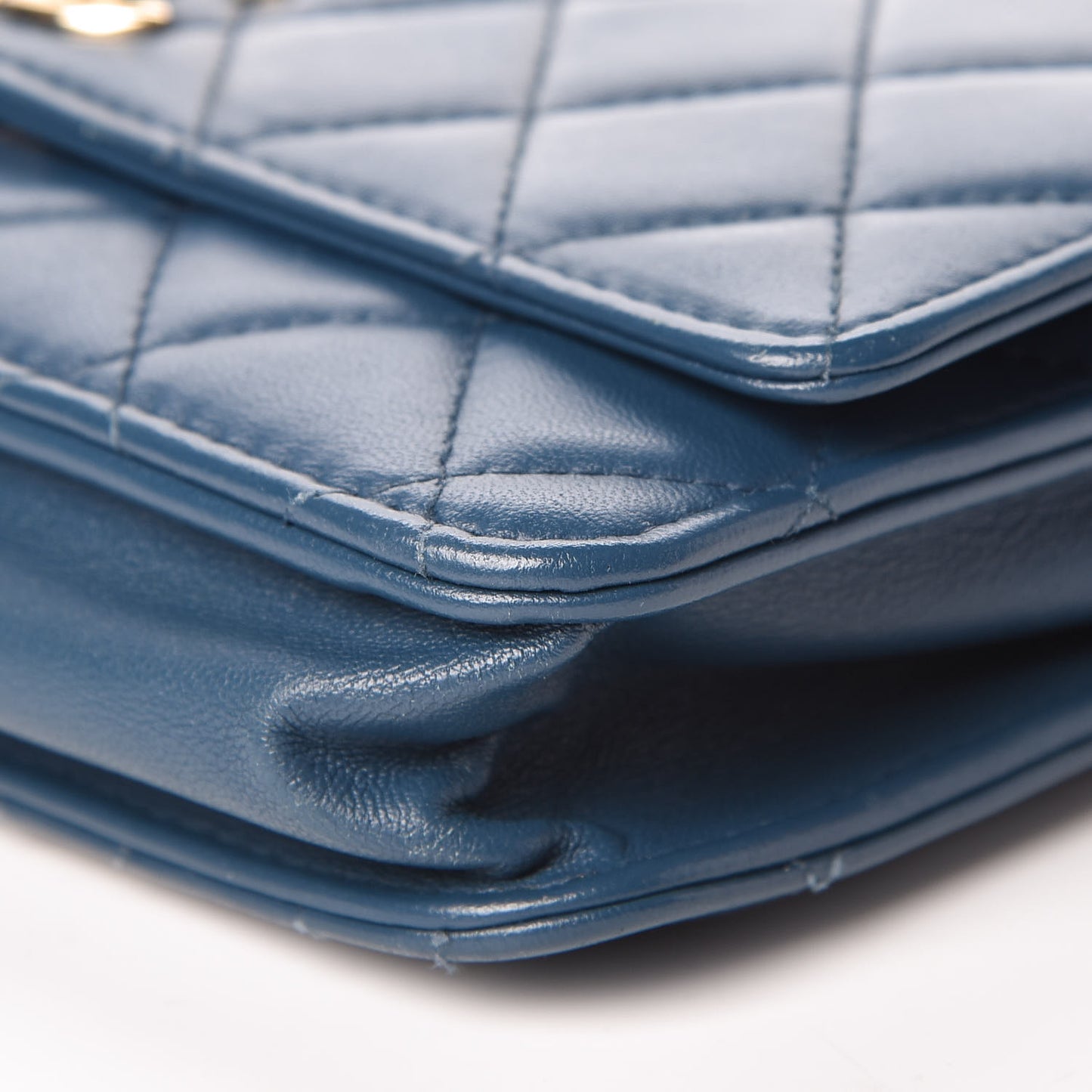 Lambskin Quilted Trendy CC Wallet On Chain WOC Blue