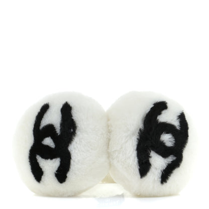 Chanel Shearling CC Ear Muffs White Black 3 of 4