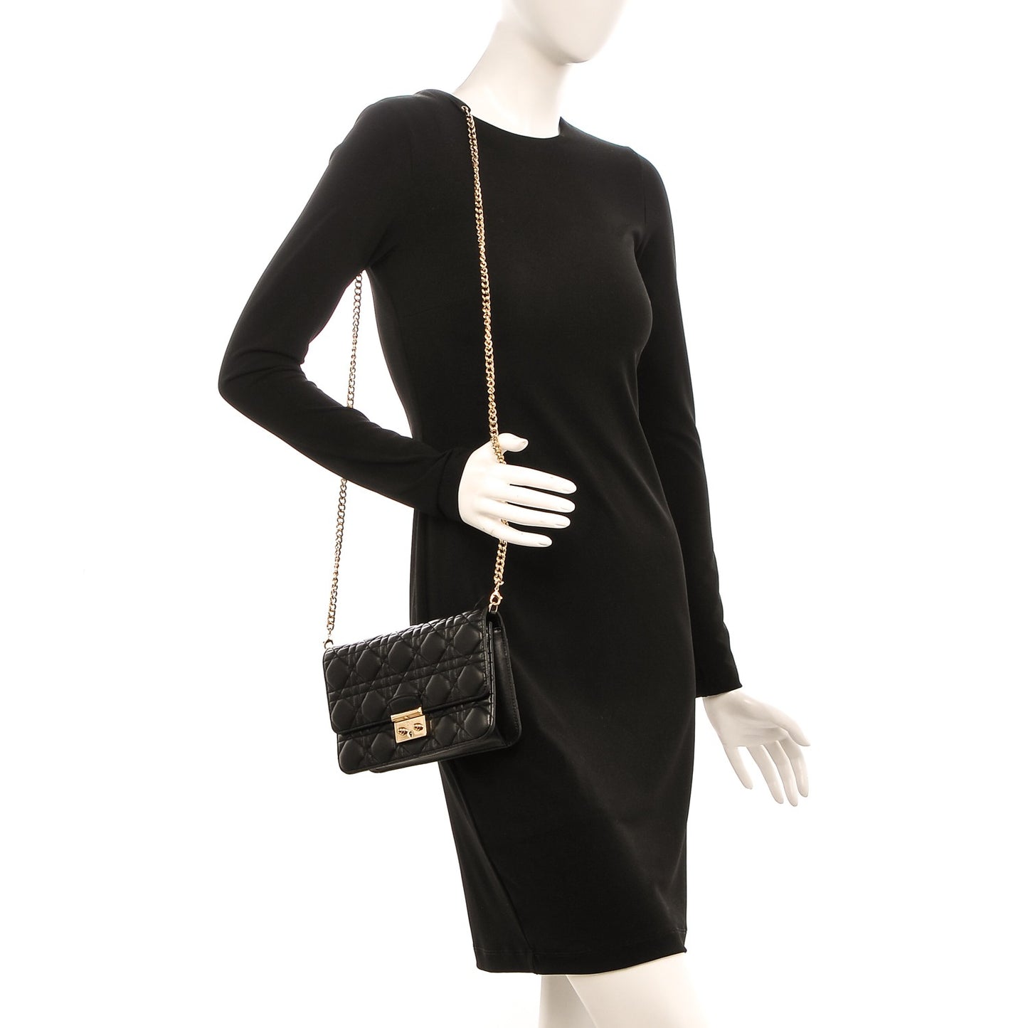 Lambskin Cannage Miss Dior Promenade Pouch Black