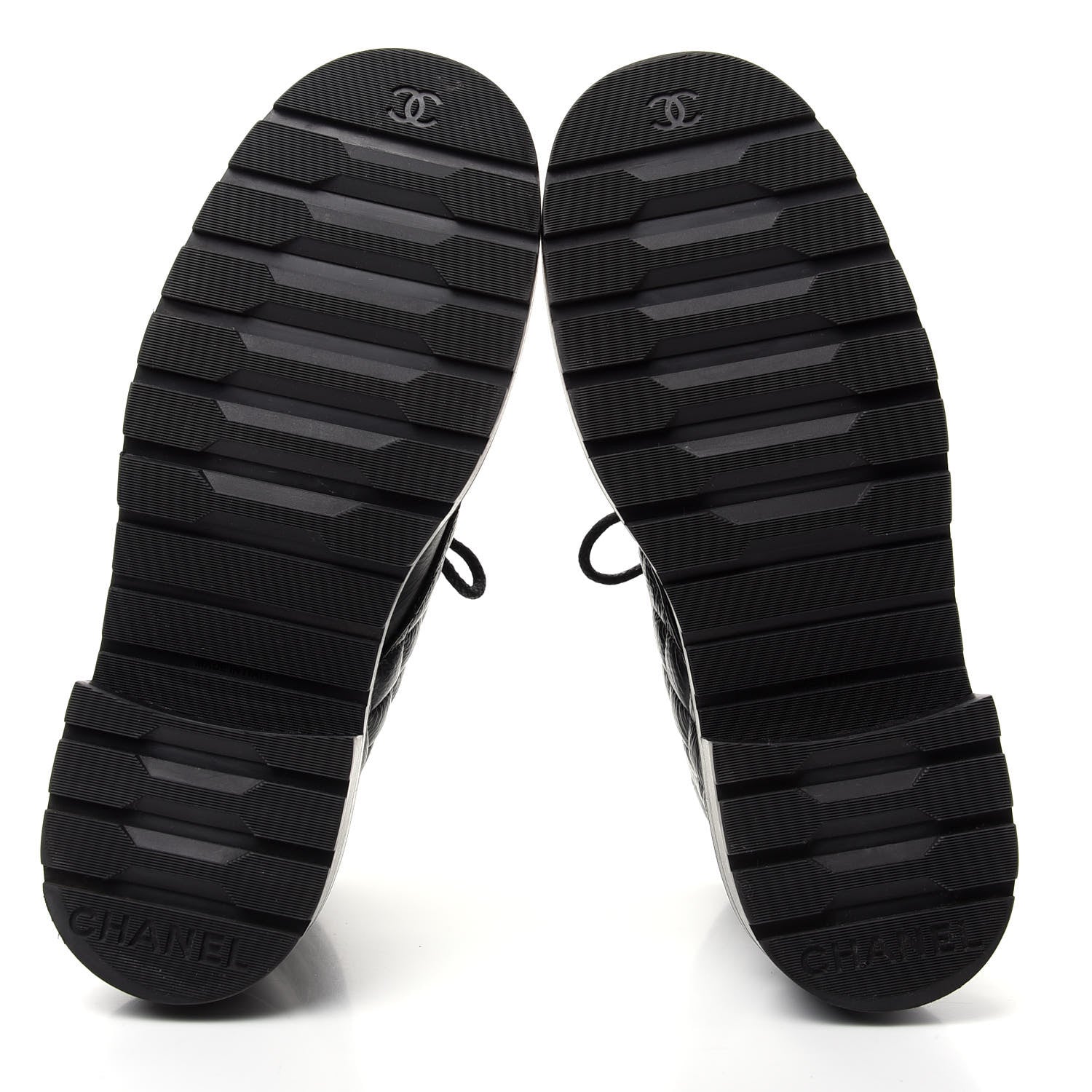 Chanel Shiny Goatskin Calfskin Quilted Lace Up Combat Boots 38 Black 6 of 10